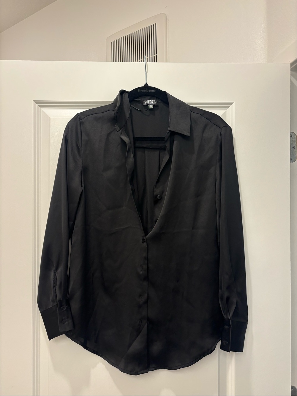 Blenca Black Satin Women’s Dress Shirt